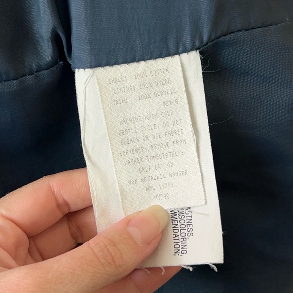 Vintage 90s Denim Bomber Racing Varsity Jacket Beige Sleeves Snap Buttons Retro - Picture 12 of 13